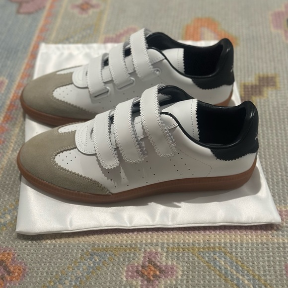 Isabel Marant White and Black Velcro Sneakers Casual Sporty Style - Picture 1 of 5
